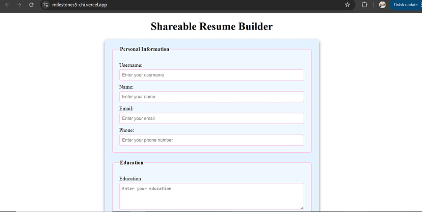Shareable Resume Builder